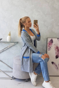 Two - color cardigan with a hood 69422 / – Blue cornflower цвет / color | Lexline Fashion