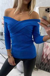 V - neck blouse 9233 / – Blue cornflower цвет / color | Lexline Fashion