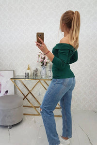 V - neck blouse 9233 / – Green цвет / color | Lexline Fashion