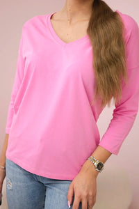 V - neck blouse 9348 / – Light || Pink цвет / color | Lexline Fashion