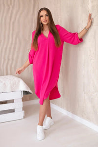 V - neck dress ART88536 / – Fuchsia цвет / color | Lexline Fashion