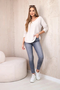 V - neck sweater IT - 47 / – Beige цвет / color | Lexline Fashion