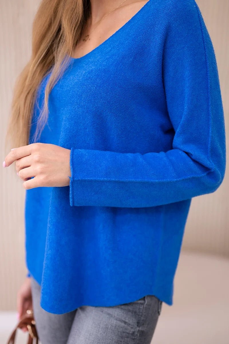 V - neck sweater IT - 47 / – Blue cornflower цвет / color | Lexline Fashion