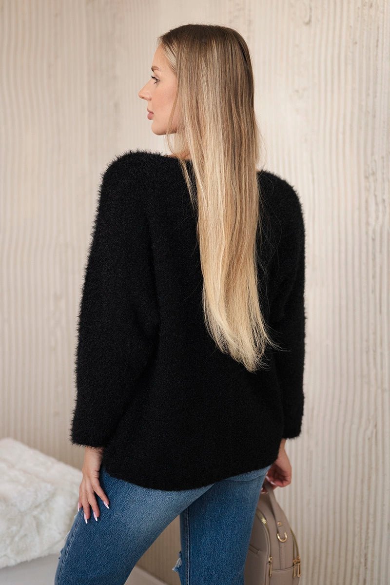 V - neck sweater IT - 51 / – Black цвет / color | Lexline Fashion