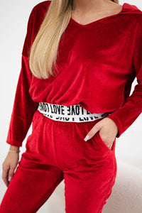 Velor set with hood 9104 / – Red цвет / color | Lexline Fashion