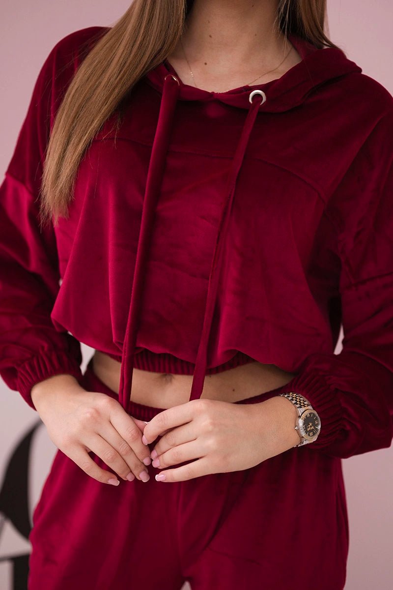 Velor set with hood 9372 / – Fuchsia цвет / color | Lexline Fashion