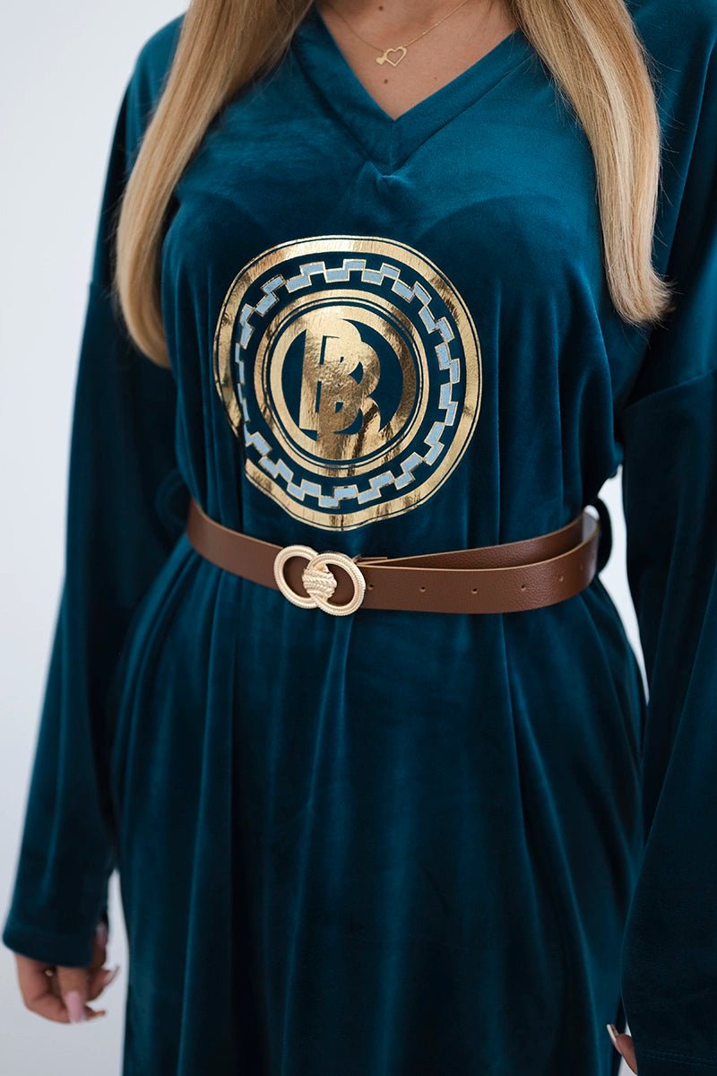 Velour dress with belt ART9155 / – Marine цвет / color | Lexline Fashion