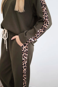 Viscose set with leopard stripes 7115 / – Khaki цвет / color | Lexline Fashion
