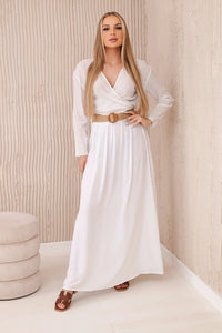 Viscose skirt with decorative belt 3020 / – Beige цвет / color | Lexline Fashion