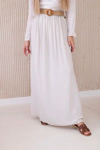 Viscose skirt with decorative belt 3020 / – White цвет / color | Lexline Fashion