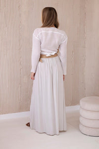Viscose skirt with decorative belt 3020 / – White цвет / color | Lexline Fashion