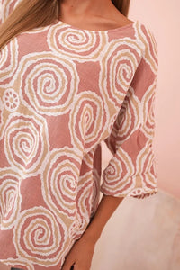 Women's cotton blouse with ethnic patterns and rolled - up sleeves 22003 - 2 / – Turquoise цвет / color | Lexline Fashion