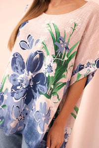 Women's cotton blouse with floral print and short sleeves ART10739 - 3 / – Fango цвет / color | Lexline Fashion