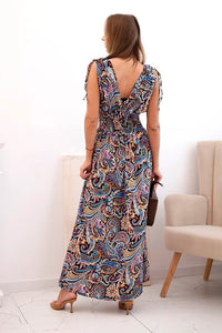 Women's cotton dress with tied straps and pattern F1025 / – Black цвет / color | Lexline Fashion