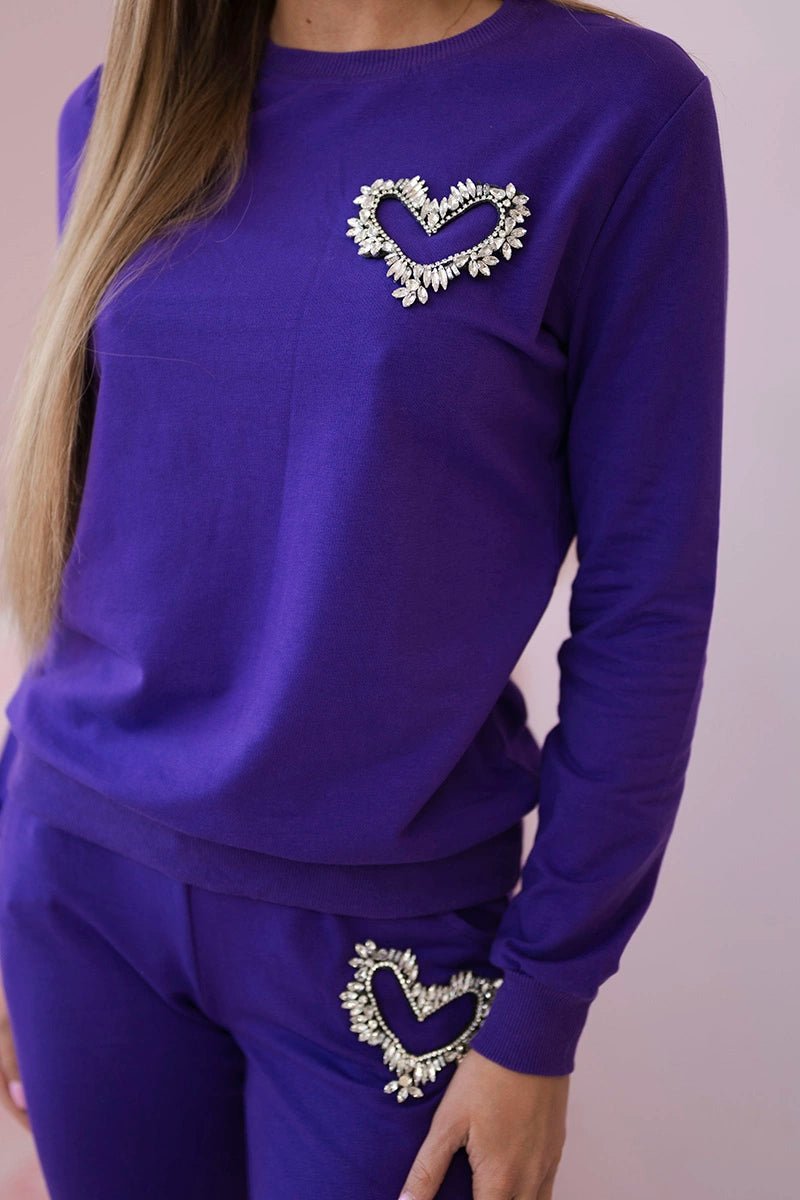 Women's cotton set with a decorative heart 69932 / – Dark Purple цвет / color | Lexline Fashion