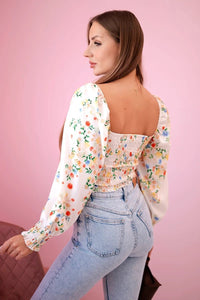 Women's floral Spanish blouse, long sleeve ART35955 / – Beige цвет / color | Lexline Fashion