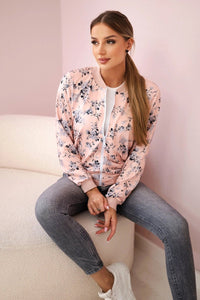 Women's floral sweatshirt with a zipper 66634 / – Pink цвет / color | Lexline Fashion