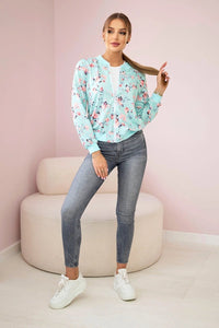 Women's floral sweatshirt with a zipper 66634 / – Powder цвет / color | Lexline Fashion