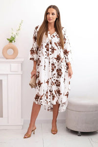 Women's floral viscose dress 21702 / – Brown цвет / color | Lexline Fashion