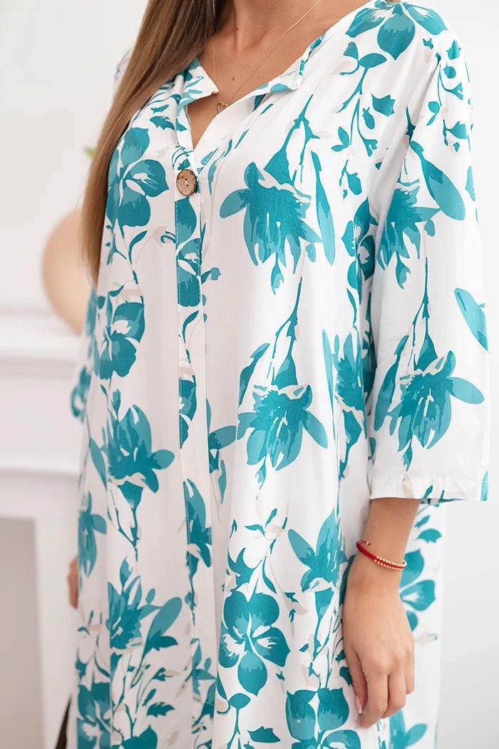 Women's floral viscose dress 21702 / – Dark Mint цвет / color | Lexline Fashion
