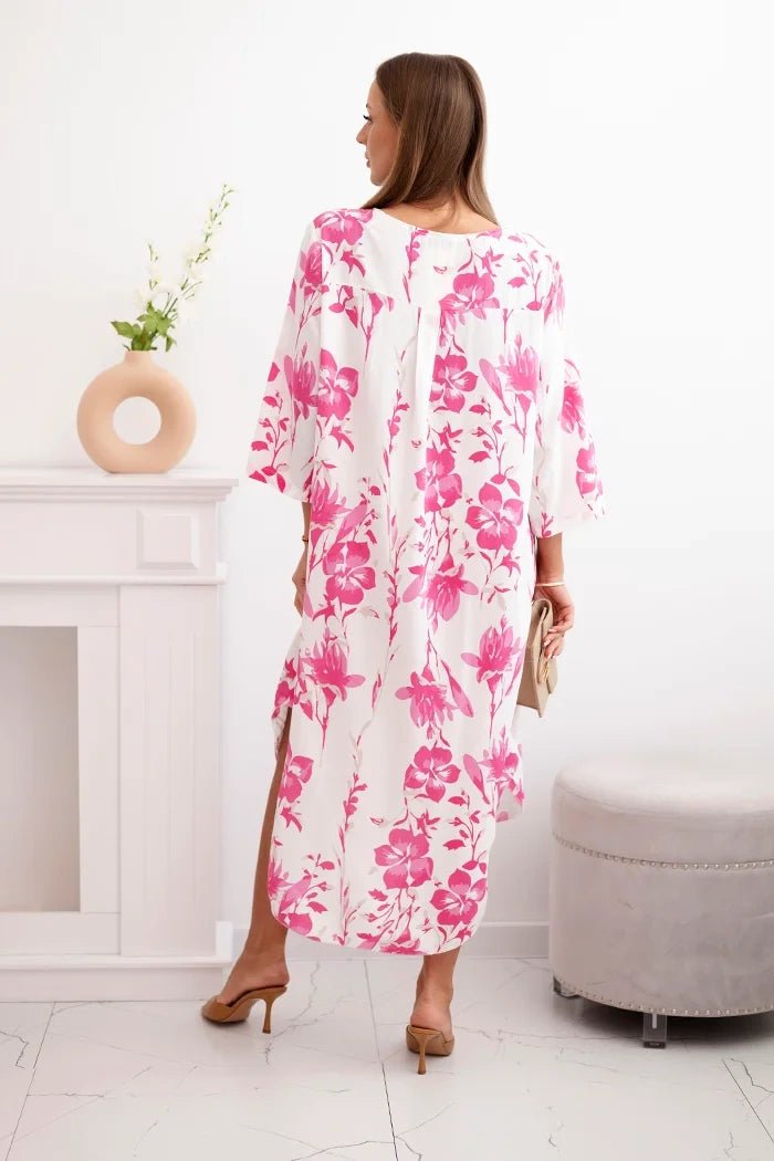 Women's floral viscose dress 21702 / – Pink цвет / color | Lexline Fashion