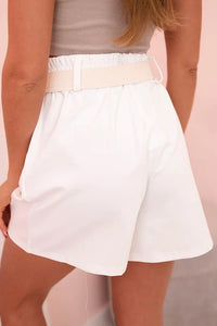 Women's high - waisted shorts with a belt ART53000 / – Ecru цвет / color | Lexline Fashion