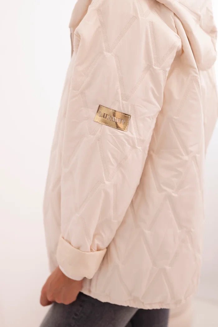 Women's quilted jacket with a hood 5680 / – Light Beige цвет / color | Lexline Fashion