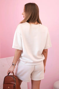 Women's set butter with high - waisted shorts 7358 / – Beige цвет / color | Lexline Fashion