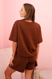 Women's set butter with high - waisted shorts 7358 / – Chocolate цвет / color | Lexline Fashion