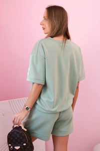 Women's set butter with high - waisted shorts 7358 / – Dark Mint цвет / color | Lexline Fashion