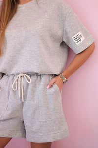 Women's set butter with high - waisted shorts 7358 / – Gray цвет / color | Lexline Fashion