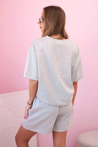 Women's set butter with high - waisted shorts 7358 / – Gray цвет / color | Lexline Fashion