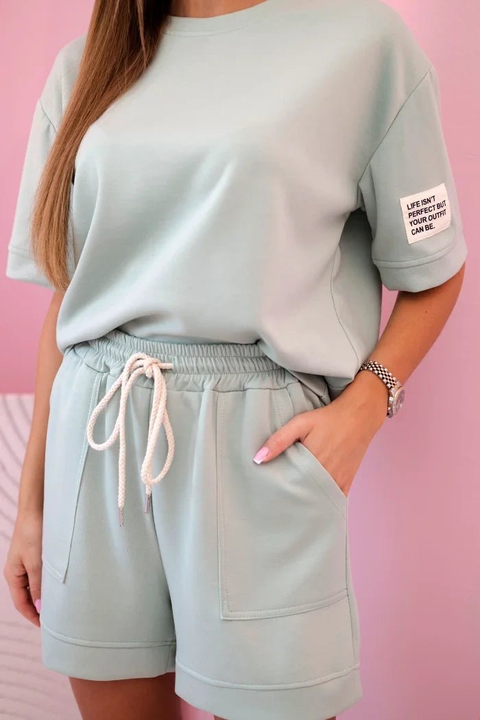 Women's set butter with high - waisted shorts 7358 / – Mint цвет / color | Lexline Fashion