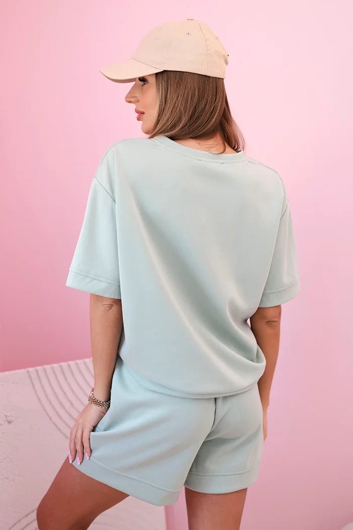 Women's set butter with high - waisted shorts 7358 / – Mint цвет / color | Lexline Fashion
