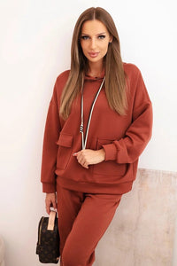 Women's set hoodie with pants and belt 7619 / – Russet цвет / color | Lexline Fashion