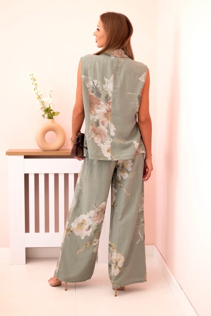 Women's set made of viscose, vest and trousers in floral 235 / – Jeans цвет / color | Lexline Fashion