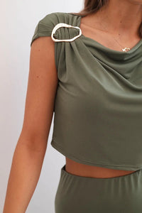 Women's set with a blouse and a skirt ART10092 / – Khaki цвет / color | Lexline Fashion