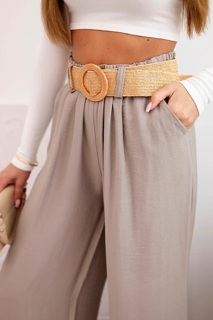 Women's viscose trousers with a decorative belt ART9806 - 3 / – Fango цвет / color | Lexline Fashion