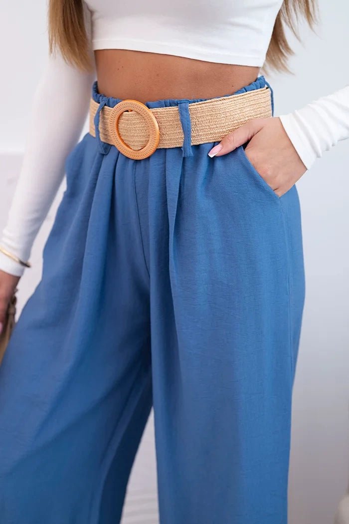 Women's viscose trousers with a decorative belt ART9806 - 3 / – Jeans цвет / color | Lexline Fashion