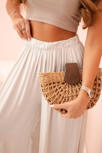 Women's wide trousers with elastic waistband 3180 / – Beige цвет / color | Lexline Fashion