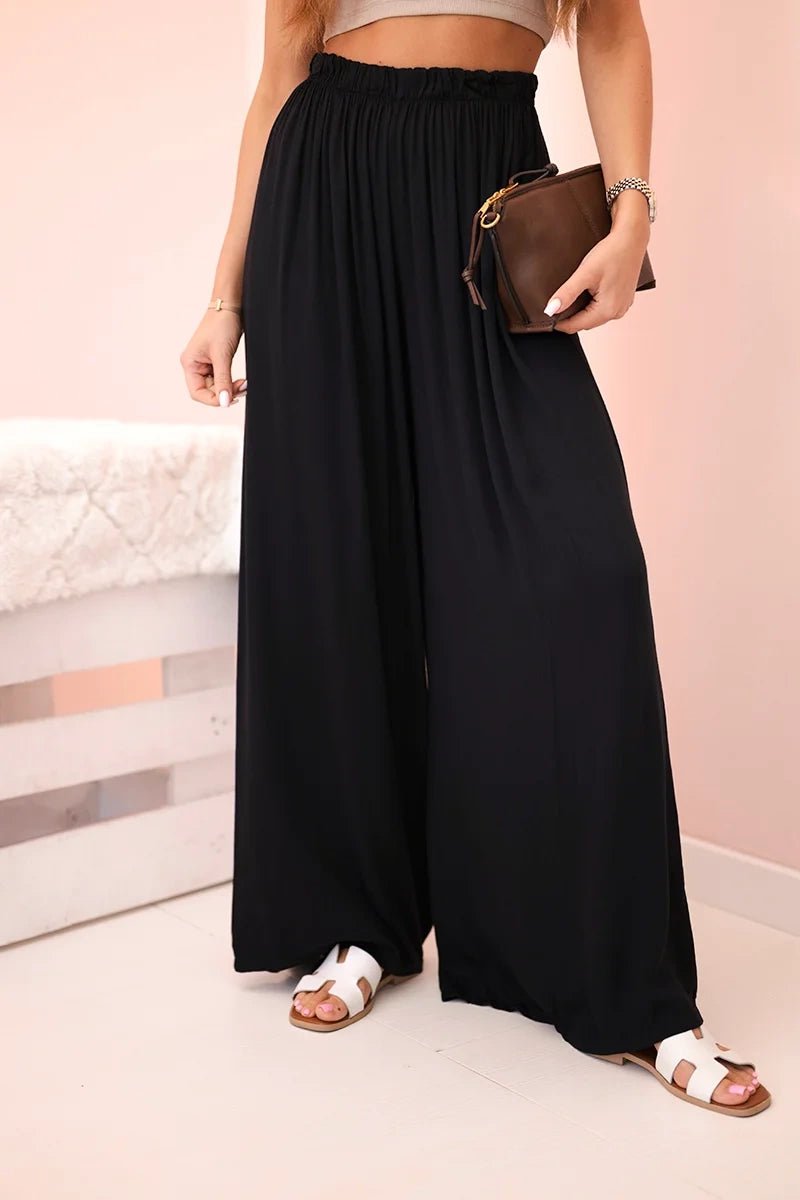 Women's wide trousers with elastic waistband 3180 / – Black цвет / color | Lexline Fashion