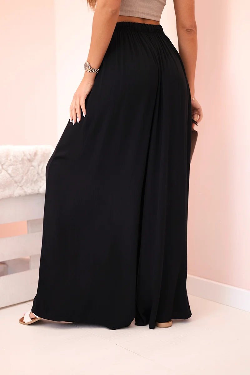 Women's wide trousers with elastic waistband 3180 / – Black цвет / color | Lexline Fashion