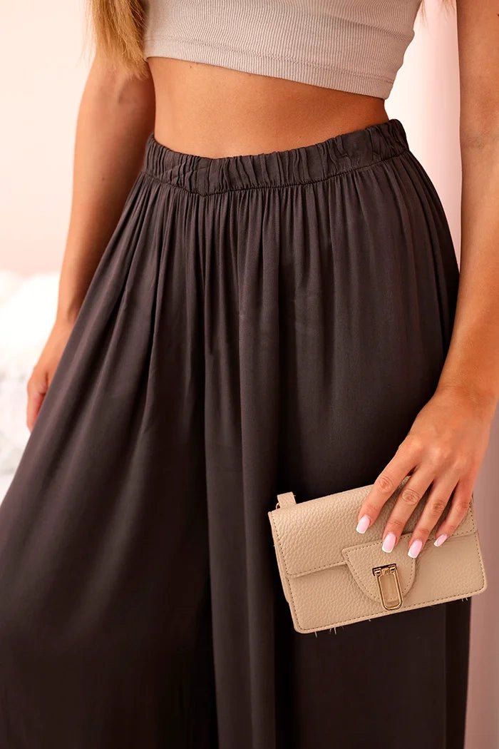 Women's wide trousers with elastic waistband 3180 / – Brown цвет / color | Lexline Fashion
