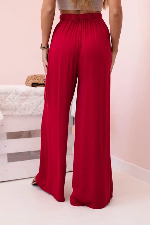 Women's wide trousers with elastic waistband 3180 / – Burgundy цвет / color | Lexline Fashion
