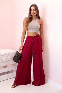 Women's wide trousers with elastic waistband 3180 / – Dark Burgundy цвет / color | Lexline Fashion