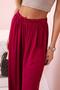Women's wide trousers with elastic waistband 3180 / – Dark Burgundy цвет / color | Lexline Fashion