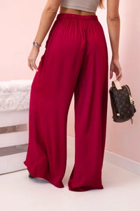 Women's wide trousers with elastic waistband 3180 / – Dark Burgundy цвет / color | Lexline Fashion