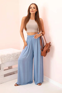 Women's wide trousers with elastic waistband 3180 / – Jeans цвет / color | Lexline Fashion