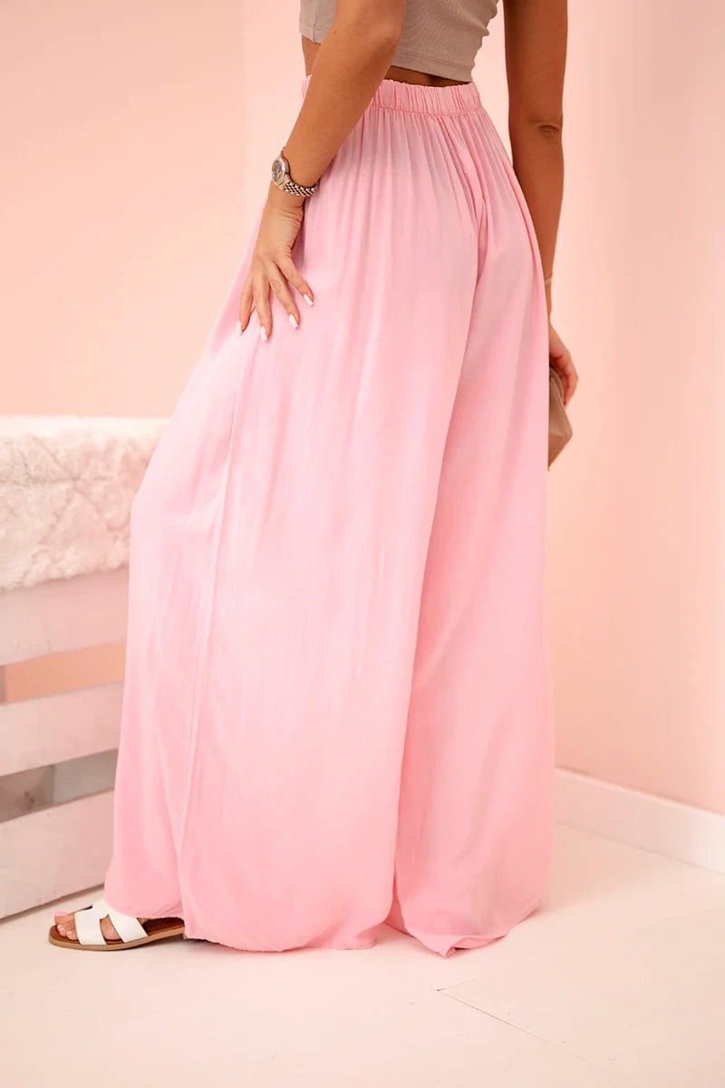 Women's wide trousers with elastic waistband 3180 / – Light | Pink цвет / color | Lexline Fashion
