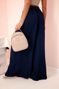 Women's wide trousers with elastic waistband 3180 / – Navy blue цвет / color | Lexline Fashion